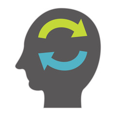 Human brainstorming or remembering concept. Human memory symbol