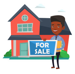 Young african-american realtor offering house.