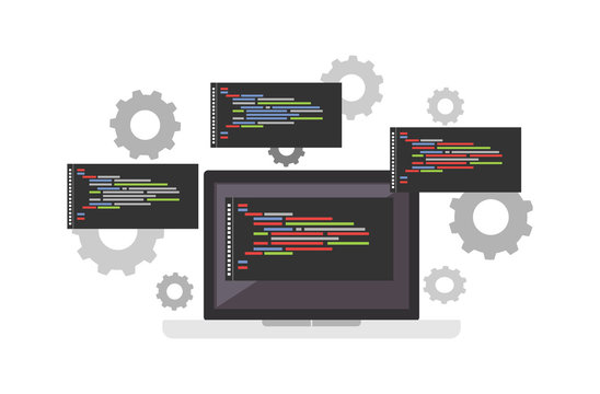 Code or programming concept. Banner illustration of application development concept.