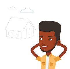 Man dreaming about buying new house.