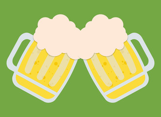 two beers toasting icon image vector illustration design 
