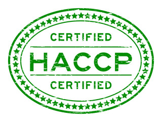 Grunge green HACCP (Hazard analysis and critical control points) oval rubber seal stamp