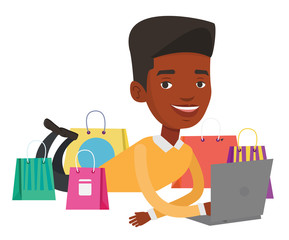 Man shopping online vector illustration.