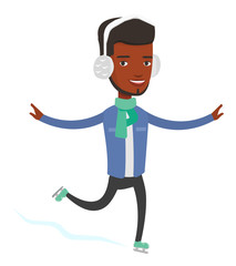 Man ice skating vector illustration