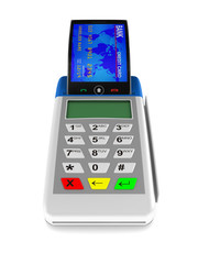 Obraz premium Payment by phone on white background. Isolated 3D image