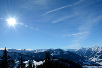 Valley and mountains nearby Wagrain and Alpendorf.