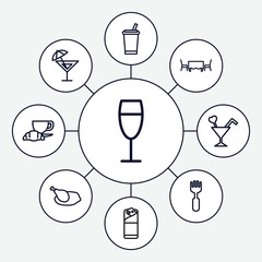 Set of 9 restaurant outline icons