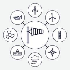 Set of 9 wind outline icons