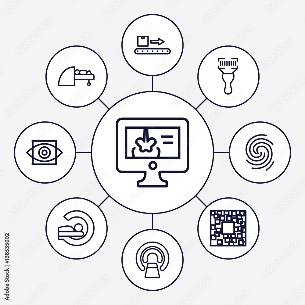 Poster set of 9 scan outline icons