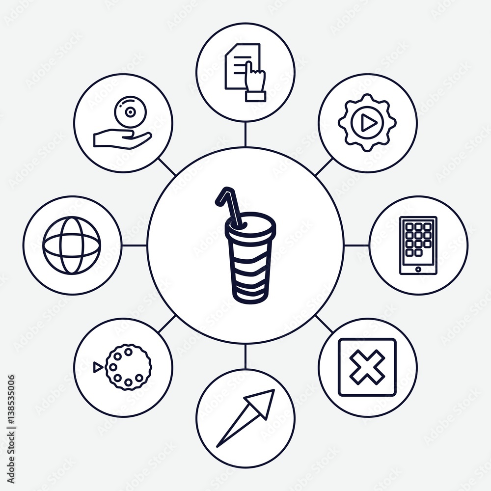 Poster set of 9 application outline icons