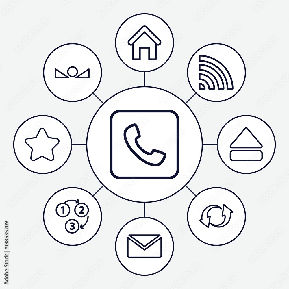 Poster set of 9 website outline icons