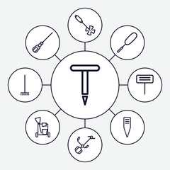 Set of 9 broom outline icons