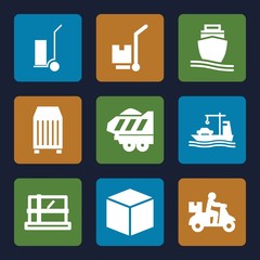 Set of 9 shipping filled icons