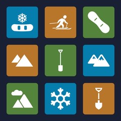 Set of 9 snow filled icons