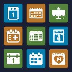 Set of 9 date filled icons