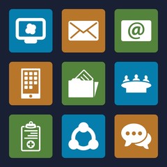 Set of 9 communication filled icons