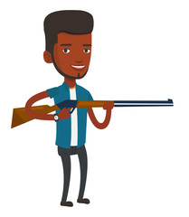 Hunter ready to hunt with hunting rifle.