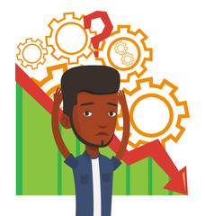 Bankrupt clutching head vector illustration.