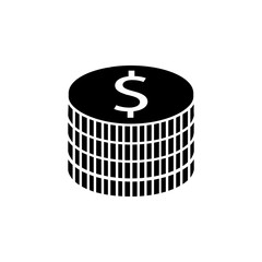Coins solid icon, finance and business, dollar sign vector graphics, a filled pattern on a white background, eps 10.