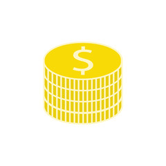 Coins flat icon, finance and business, dollar sign vector graphics, a colorful solid pattern on a white background, eps 10.