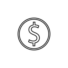 Dollar coin line icon, finance and business, dollar sign vector graphics, a linear pattern on a white background, eps 10.