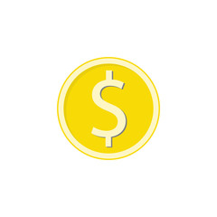 Gold dollar coin flat icon, finance and business, dollar sign vector graphics, a colorful solid pattern on a white background, eps 10.