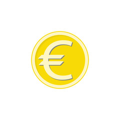 Obraz premium Gold euro coin flat icon, finance and business, euro sign vector graphics, a colorful solid pattern on a white background, eps 10.