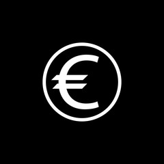 Euro coin solid icon, finance and business, euro sign vector graphics, a filled pattern on a black background, eps 10.