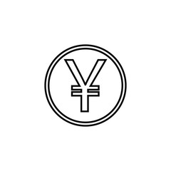 Yen coin line icon, finance and business, yen sign vector graphics, a linear pattern on a white background, eps 10.