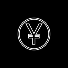 Yen coin line icon, finance and business, yen sign vector graphics, a linear pattern on a black background, eps 10.