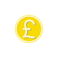 Gold Pound sterling coin flat icon, finance and business, Pound sign vector graphics, a colorful solid pattern on a white background, eps 10.