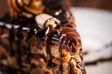 Homemade chocolate cake with walnut and poppy seeds.