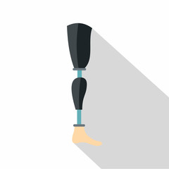 Prosthesis leg icon, flat style
