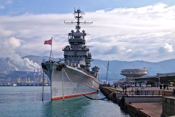 Soviet cruiser Mikhail Kutuzov in Tsemess Bay. Novorossiysk, Russia