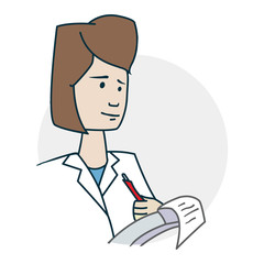 The doctor takes notes