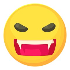 Angry smiley icon, cartoon style