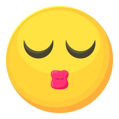 Kissing smiley icon, cartoon style