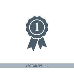 Fototapeta premium badge with ribbons icon, vector illustration. Flat design style