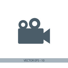 Video camera icon, vector illustration. Flat design style 