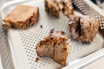 Beef meat on tray