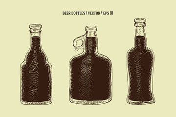 Vector hand drawn beer bottle