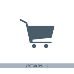 shopping cart icon, vector illustration. Flat design style