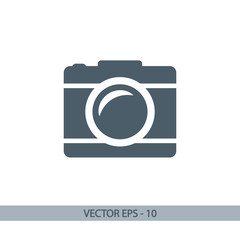 Camera icon; vector illustration. Flat design style