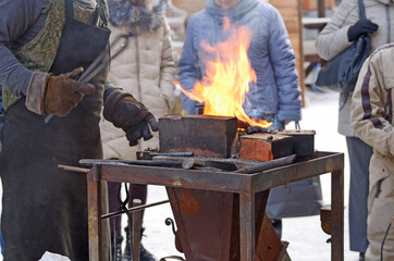 Bright fire in the smithy.