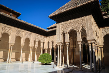 Fototapeta na wymiar The Court of the Lions in Alhambra, Granada, Spain
