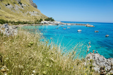 Fototapeta na wymiar Lagoon in Riserva Naturale Di Capo Gallo, Mondello, Italy