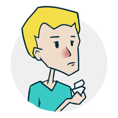 The boy has a runny nose