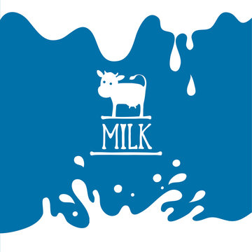 Logotype for dairy and milk product / Vector illustrations with drops and splashes, trademark, sign