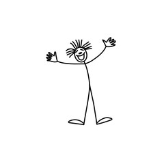 Happy clown stick figure