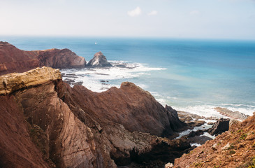 Rocks and Cliffs along the Coast of Lagos, Algarve, Portugal